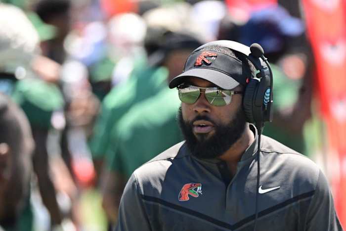 Florida A&M football special teams coordinator Chili Davis looks on during the Orange and Green Spring Game at Bragg Memorial Stadium in Tallahassee, Florida, Saturday, April 15, 2023 Chili Davis